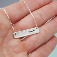 Be Brave / Arrow Reversible Mantra Necklace - Chocolate and Steel