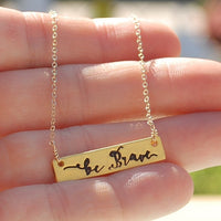 Be Brave / Arrow Reversible Mantra Necklace - Chocolate and Steel