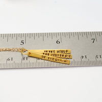 "Be the Change You Wish to See in the World" - Quote Necklace - Chocolate and Steel