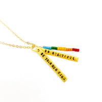 "Be Your Own Kind of Beautiful" Quote Necklace - Chocolate and Steel