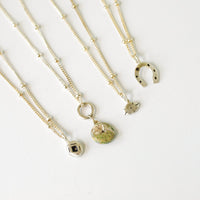 Boulder Opal Tiny Charm Necklace - Chocolate and Steel