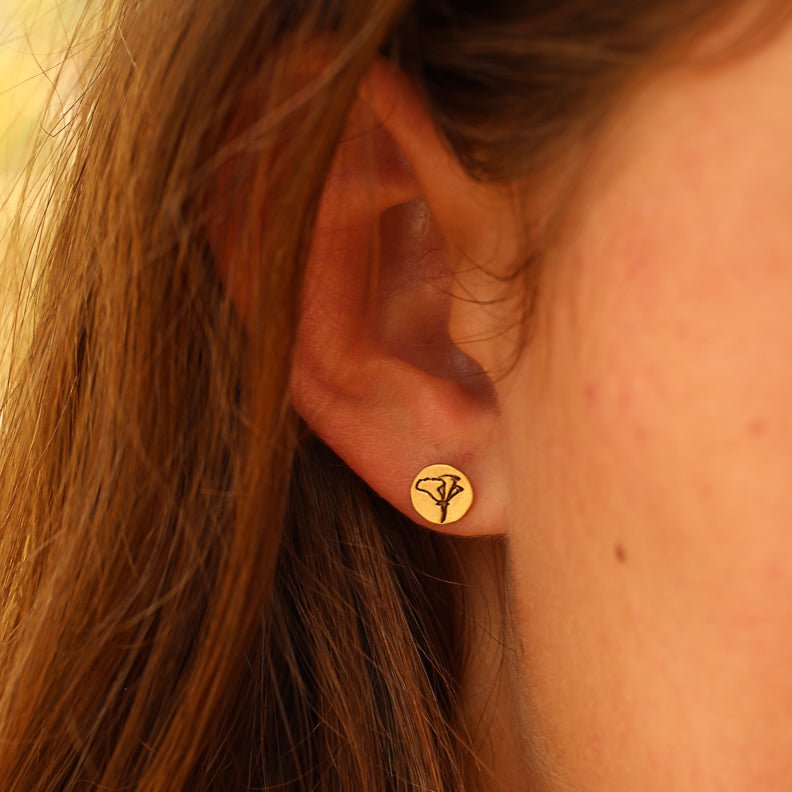 Cali Poppy Studs - Chocolate and Steel