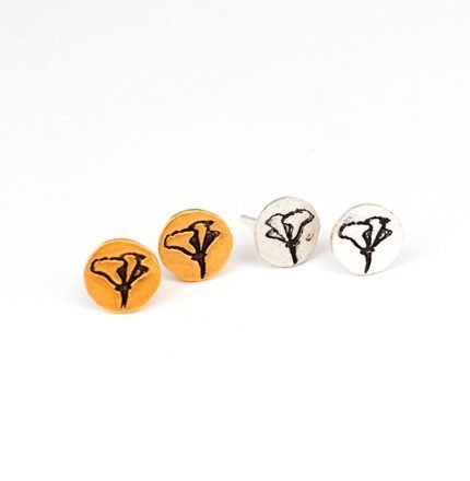 Cali Poppy Studs - Chocolate and Steel