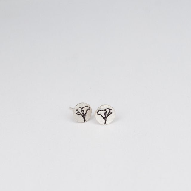 Cali Poppy Studs - Chocolate and Steel