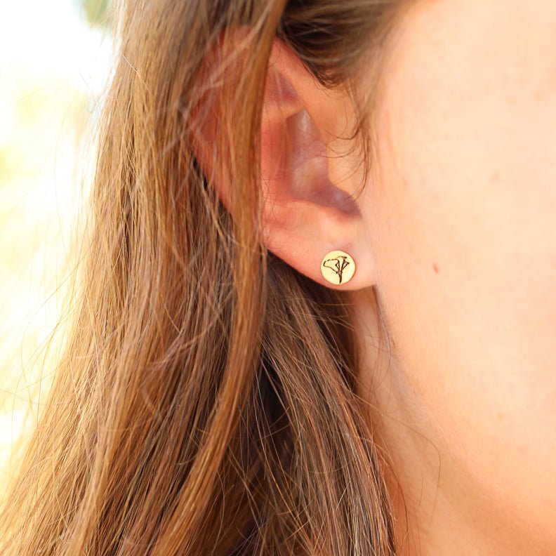 Cali Poppy Studs - Chocolate and Steel