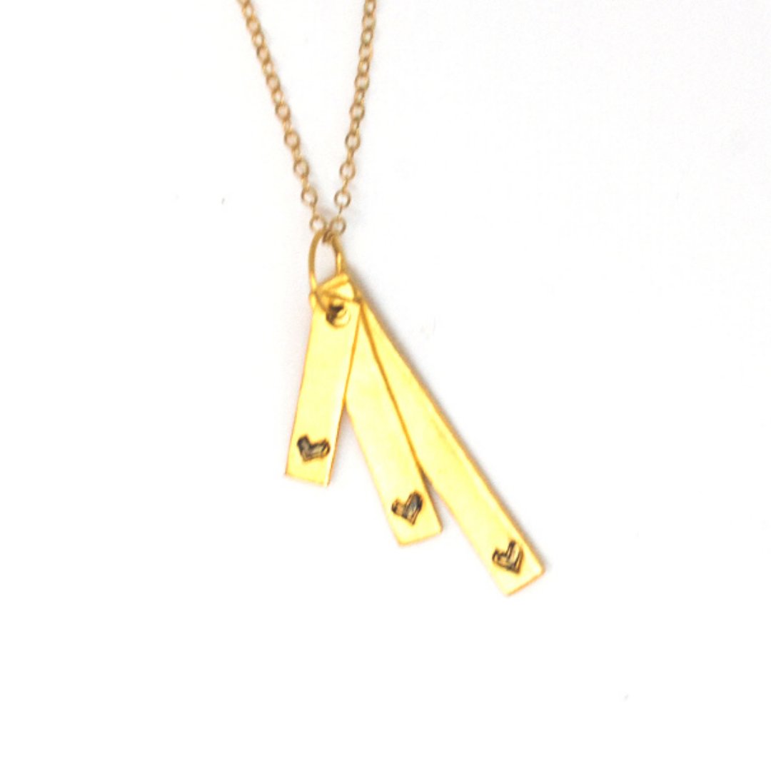 Cascading Bar hearts necklace - Chocolate and Steel