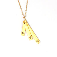 Cascading Bar hearts necklace - Chocolate and Steel