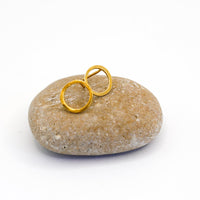 Couric Circle Studs - Chocolate and Steel