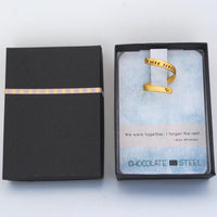 Custom Quote Wrap Ring- Personalized - Chocolate and Steel