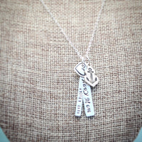 Customized long bar necklace - personalized custom quote - Chocolate and Steel