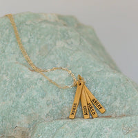 Customized long bar necklace - personalized custom quote - Chocolate and Steel