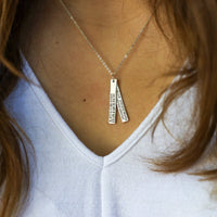 Customized long bar necklace - personalized custom quote - Chocolate and Steel