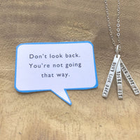 Customized long bar necklace - personalized custom quote - Chocolate and Steel