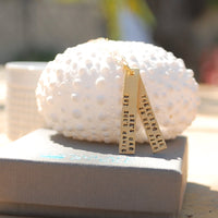 Customized long bar necklace - personalized custom quote - Chocolate and Steel