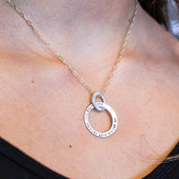 Customized Message Circle Necklace - Chocolate and Steel