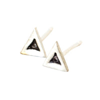 Dark triangle stud earrings - Chocolate and Steel