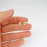 Embrace Your Journey - Tiny Love Stud Earrings - Chocolate and Steel