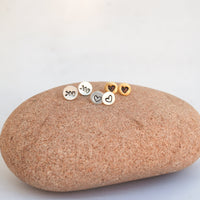 Embrace Your Journey - Tiny Love Stud Earrings - Chocolate and Steel