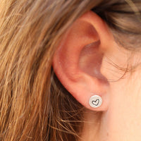 Embrace Your Journey - Tiny Love Stud Earrings - Chocolate and Steel