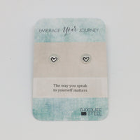 Embrace Your Journey - Tiny Love Stud Earrings - Chocolate and Steel