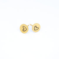 Embrace Your Journey - Tiny Love Stud Earrings - Chocolate and Steel