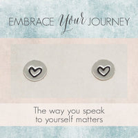 Embrace Your Journey - Tiny Love Stud Earrings - Chocolate and Steel