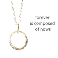 Emily Dickinson "Forever" Message Circle Necklace - Chocolate and Steel