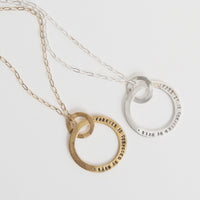 Emily Dickinson "Forever" Message Circle Necklace - Chocolate and Steel