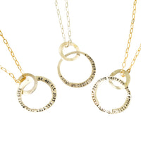 Emily Dickinson "Forever" Message Circle Necklace - Chocolate and Steel