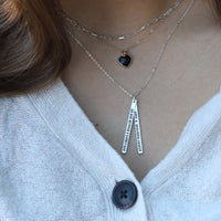 Esme Gemstone Heart Shaped Necklaces - Chocolate and Steel