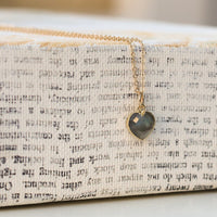 Esme Gemstone Heart Shaped Necklaces - Chocolate and Steel