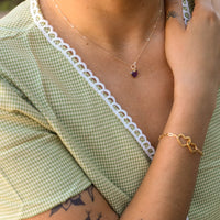 Esme Gemstone Heart Shaped Necklaces - Chocolate and Steel