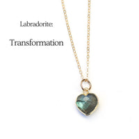 Esme Gemstone Heart Shaped Necklaces - Chocolate and Steel