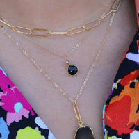 Gemstone Drop Necklaces - Chocolate and Steel
