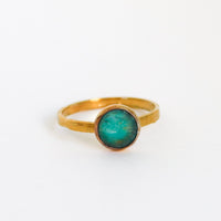Gemstone Stacking Rings - Opal, Chrysoprase, Lapis, Malachite or Moonstone - Chocolate and Steel
