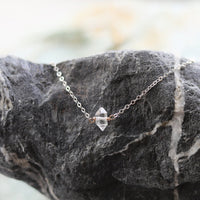 Herkimer Diamond Choker - Chocolate and Steel