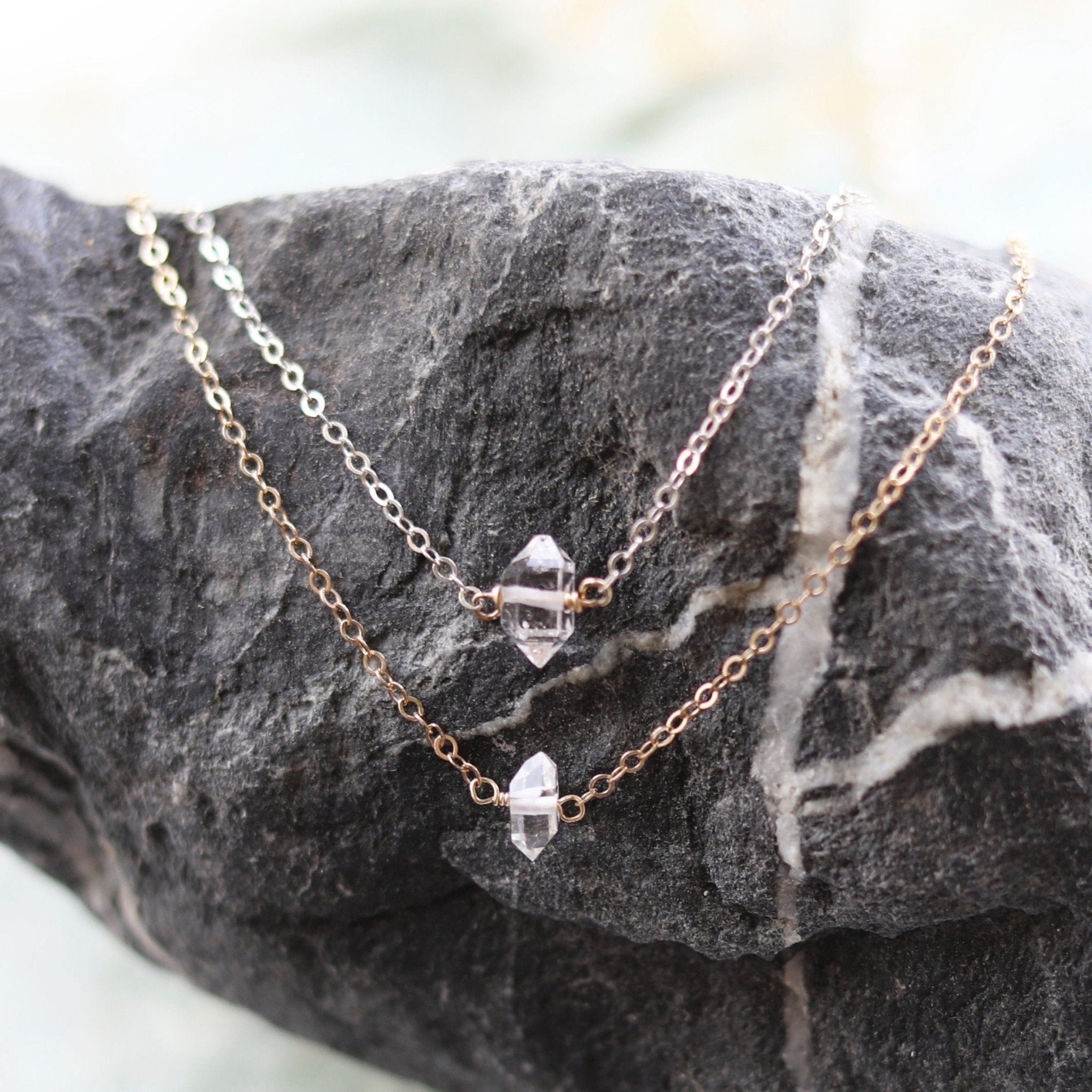 Herkimer Diamond top and Sterling Silver Choker Necklace