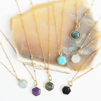 Honeycomb Hexagon Necklace - Chocolate and Steel