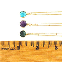 Honeycomb Hexagon Necklace - Chocolate and Steel