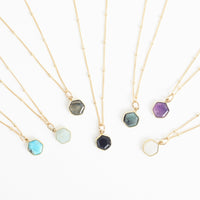 Honeycomb Hexagon Necklace - Chocolate and Steel