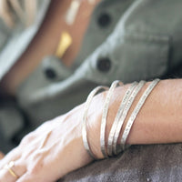 "Hope is the thing with feathers" -Emily Dickinson three ring bangle bracelet - Chocolate and Steel