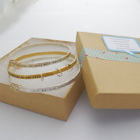 "Hope is the thing with feathers" -Emily Dickinson three ring bangle bracelet - Chocolate and Steel