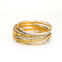"Hope is the thing with feathers" -Emily Dickinson three ring bangle bracelet - Chocolate and Steel