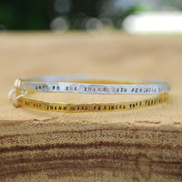 "Hope is the thing with feathers" -Emily Dickinson three ring bangle bracelet - Chocolate and Steel