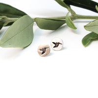 Hummingbird Stud Earrings - Chocolate and Steel