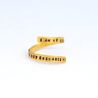 "I am No Bird and No Net Ensnares Me" -Charlotte Brontë Wrap Ring - Chocolate and Steel