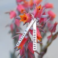 "I Dwell in Possibility" - Emily Dickinson quote necklace - Chocolate and Steel