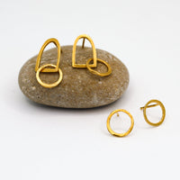 Ina Mound Studs - Chocolate and Steel