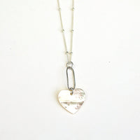 Indra Heart Pearl Necklace - Chocolate and Steel