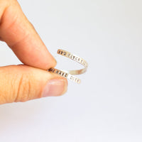 "It's never too late to be what you might have been" -George Eliot wrap ring - Chocolate and Steel